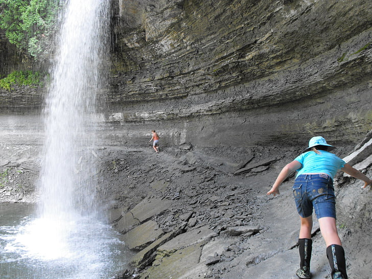 Bridal veil falls, vodopád, dobrodružství, Příroda, léto, pěší turistika, lidé