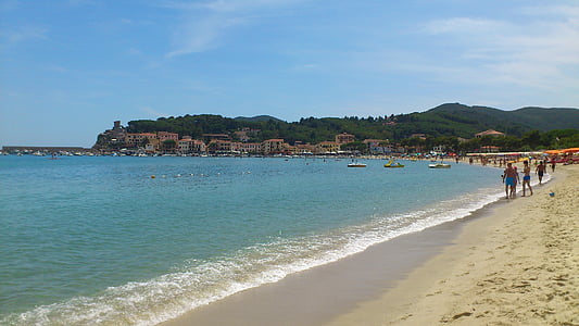 Elba, morze, Plaża, Miasto, wakacje, piasek, Latem