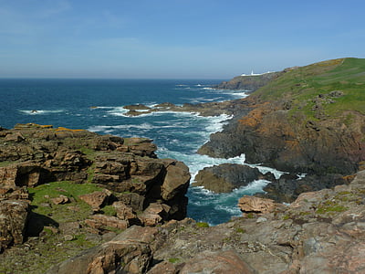 coast, cliff, sea, ocean, water, coastline, rock