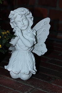 anjo, Figura, estátua, mulher, Weis, ajoelhando-se