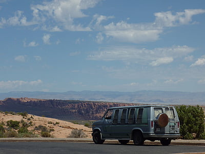 ΗΠΑ, οδικό ταξίδι, Ford van, Econoline, εθνικό πάρκο, κόκκινα βράχια, Αριζόνα
