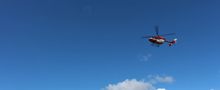 helikopter, hemel, wolken, gebruik, arts op oproep, vliegen, lucht voertuig
