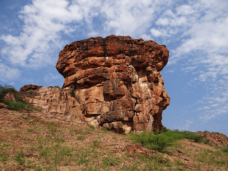 Bada, skaly, pieskovec, skalnatý, skaliská, Karnataka, India