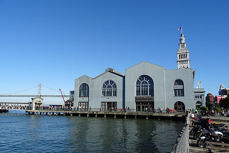 Kellotorni, Ferry building, Port, meren äärellä, San francisco, Embarcadero, Tower