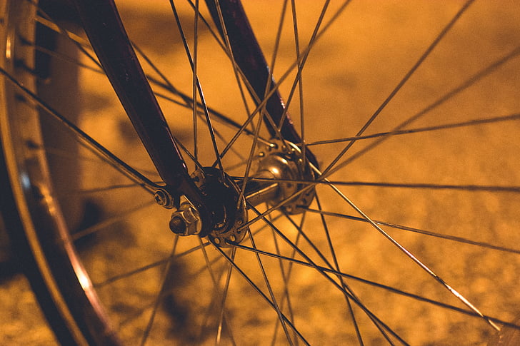 gray, multi, spoke, bicycle, wheel, bike, steel