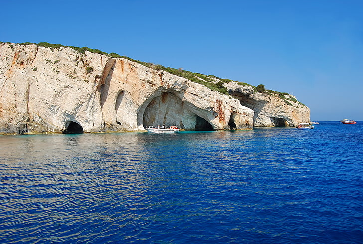 Rock, Meer, Farbe Türkis, die waterfront, Strand, Höhlen, Schiffe