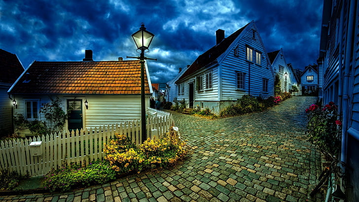 little houses, stone road, stone, road, house, street, architecture