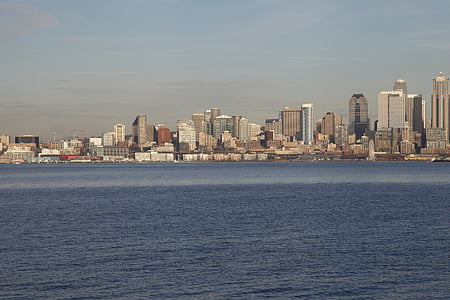 Seattle-ben, Skyline, város, belváros, Amerikai, építészet, modern
