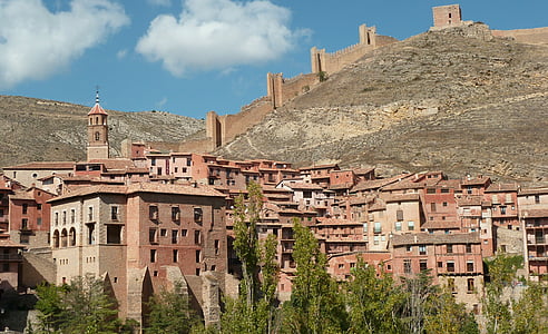 vila, Albaracin, Espanha, arquitetura, cidade, montanha, história