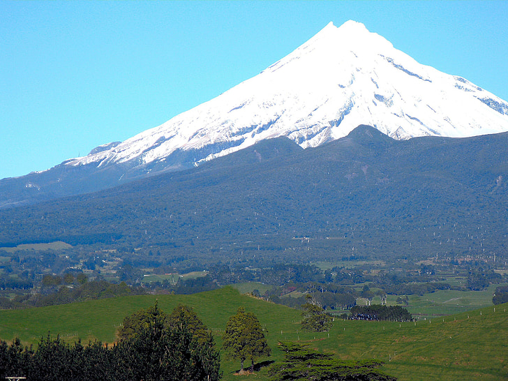 malebný, krajina, Zimní, Mount taranaki, Severní ostrov, Nový Zéland, Egmont