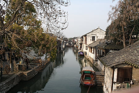 zhouzhuang, Watertown, sena pilsēta, tilts, ūdens