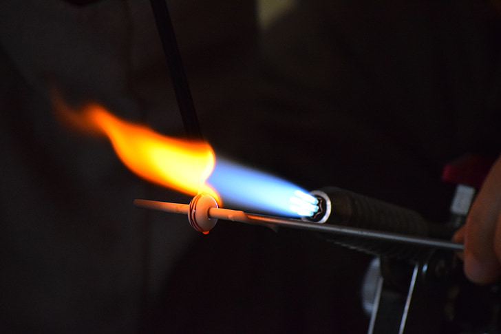 glass, working, fire, ring, glass processing, lombardy, handicraft