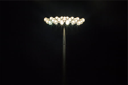 cinza, com base em, luz, dispositivo elétrico, luzes de inundação, luzes do estádio, escuro