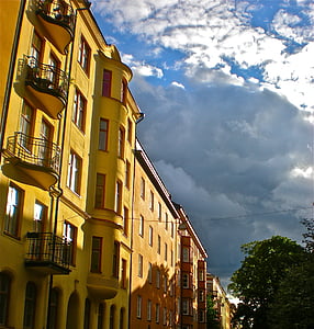 romansa Nasional, awan, fasad, Södermalm, Stockholm
