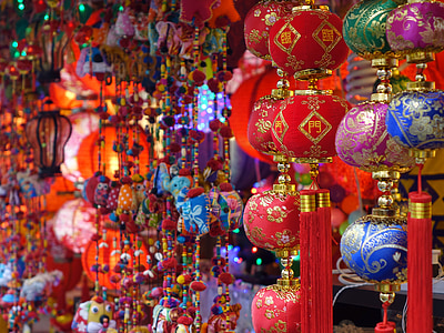 Singapur, Kineska četvrt, šarene, kineski, ukrasne, viseći ukras, egzotične