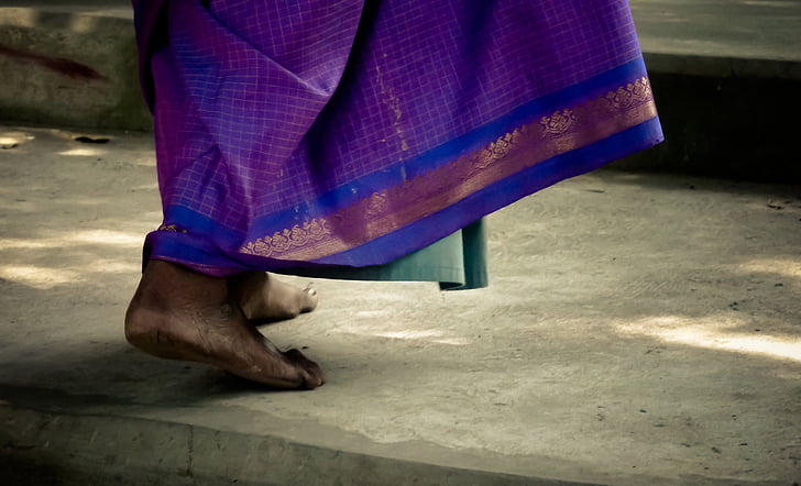 feet, purple, dress, concrete