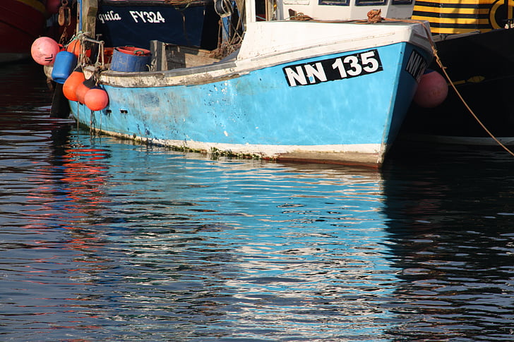 boot, reflectie, Hull, water, haven, dok, kleurrijke