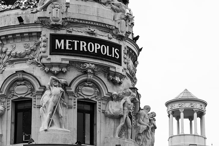 metropolia, Madryt, budynek, Miasto, Architektura, gród, stary