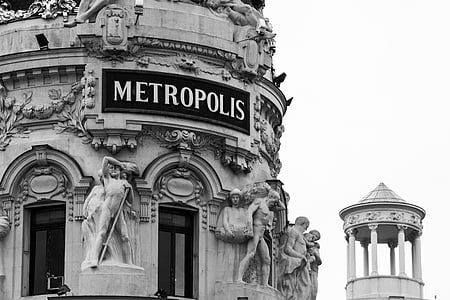 Metrópolis, Madrid, edifício, cidade, arquitetura, paisagem urbana, velho