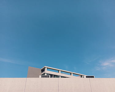 gris, bâtiment, bleu, Sky, Nuage, espace copie, architecture