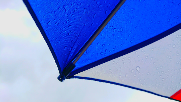 rain, cloudy, umbrella, shizuku, drop, colorful, blue
