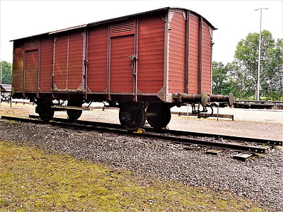 Bergen-Belsen, vagn, tåg, Förintelsen, godståg, gamla, varor vagn