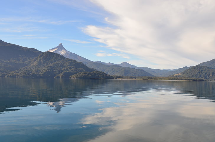 Lago, nuvole, riflessione, cielo, Patagonia