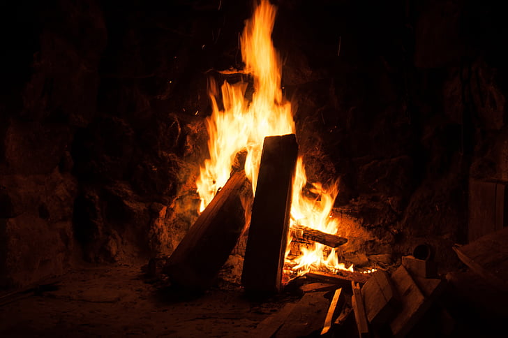 odprtega ognja, ogenj, lesa, gorijo, plamen, plamen, kamin