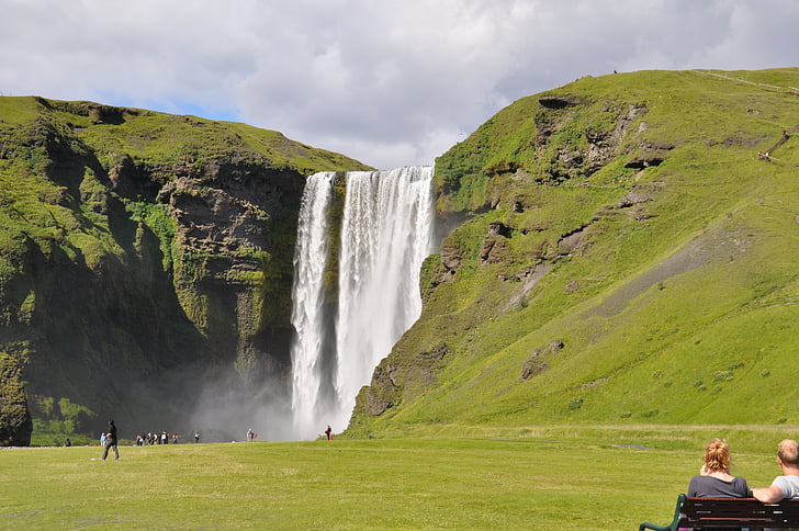 Island, Bílá, Skogafoss, Natur, Landschaft, Wasserfall, im freien