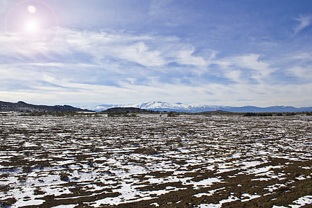 Гранада, снег, небо, пейзаж, горы, Природа, облака