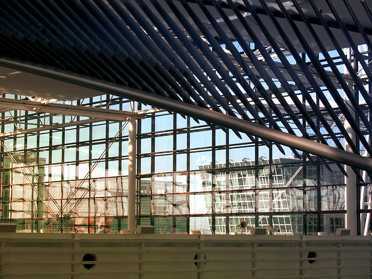üveg, fém, tető, építési, építészet, a modern építészet, repülőtér