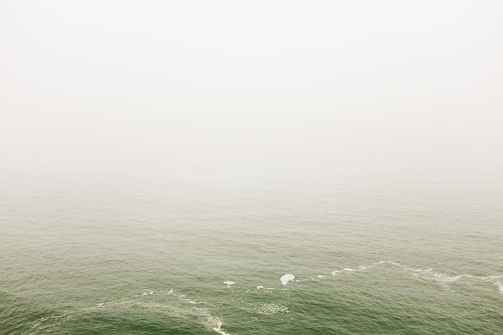 zielony, ciało, wody, Ocean, morze, mgła, Ocean sea