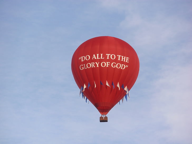 hot air balloon, glory of god, red balloon, sky