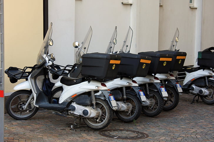 roller, italy, post, post roller, postman, two wheeled vehicle, motorcycle