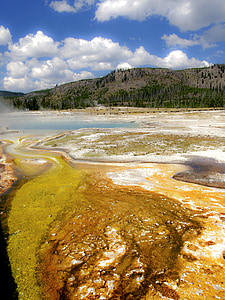 Yellowstone Milli Parkı, Wyoming, ABD, manzara, sahne, turistik, erozyon