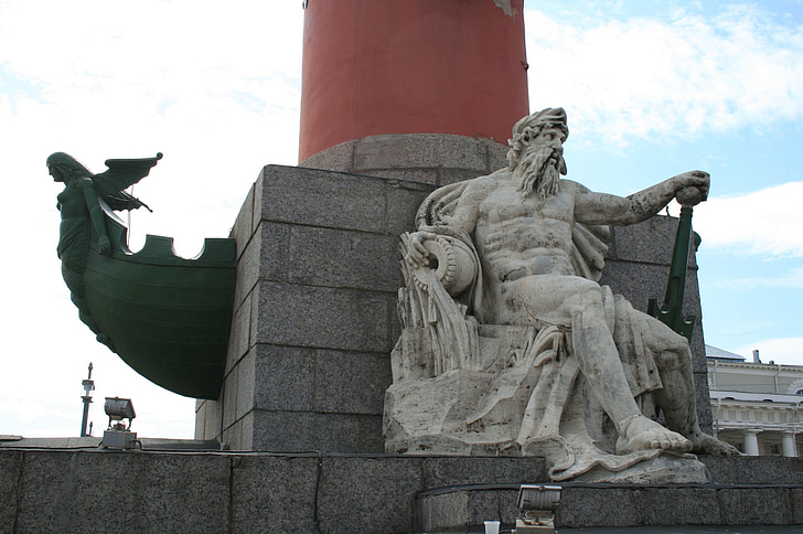 colonne rostrale, rouge, base de, gris, statue de, figure masculine, Marine