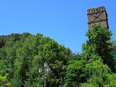 Torre, arbres, verd, edat mitjana, natura, cel, Seiche aurunca