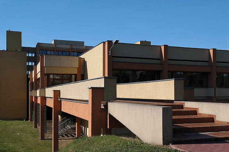 Architektura, budova, tráva, schodiště