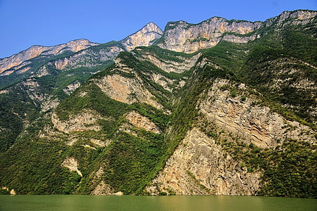 de tre gorges, landskap, Kina, yangtze river, liten tre raviner