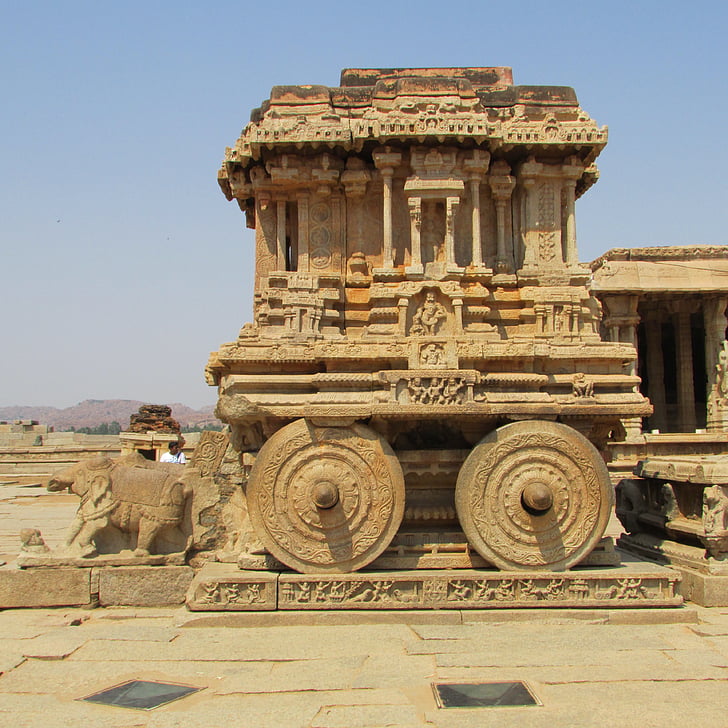 char de la roche, Hampi, patrimoine mondial de l’UNESCO, Inde, Temple, les ruines