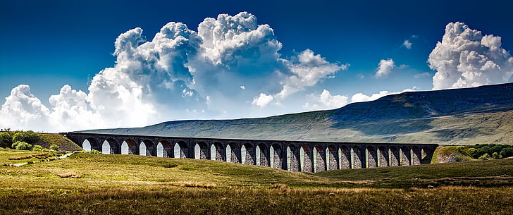 ribblehead viadukt, Yorkshire, Anglie, Velká Británie, Velká Británie, krajina, malebný