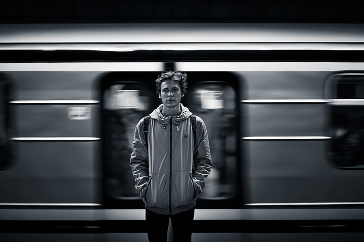 crno i bijelo, čovjek, osoba, vlak, javni prijevoz, Prijedlog, Underground