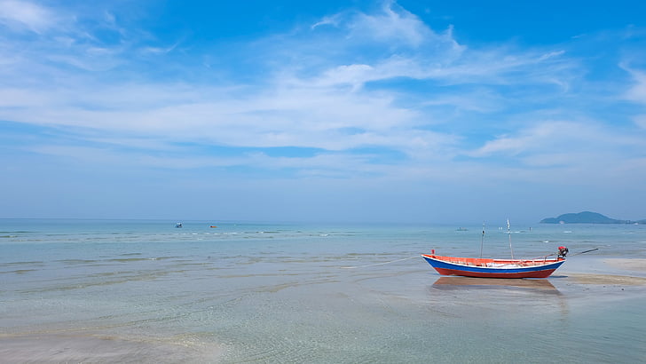 praia, Praia da Tailândia, Prachuap khiri khan, mar, Tailândia, nascer do sol, pesca