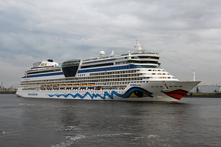 Aida, skipet, kjører cruiseskip, sjøen, ferie, vann, Hamburg