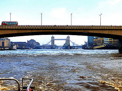 Londres, ponts, pont de la tour, rivière, Thames, l’Angleterre, ville