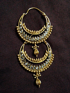 kolczyki, diament, Biżuteria, klejnot, ornament, Złoto, Indyjski
