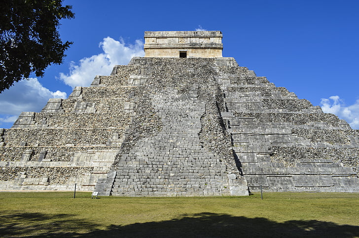 Chichen itza, Yucatan, Maya, Mexicaanse, Mexico, weekend, zon