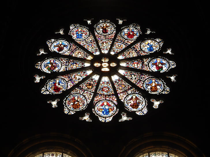 Rose window, venster, glas, gekleurde glazen, kerk, Kathedraal, Embrun