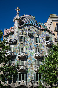 zabawa, Hiszpania, Barcelona, Architektura, Gaudi, Domy, drogi