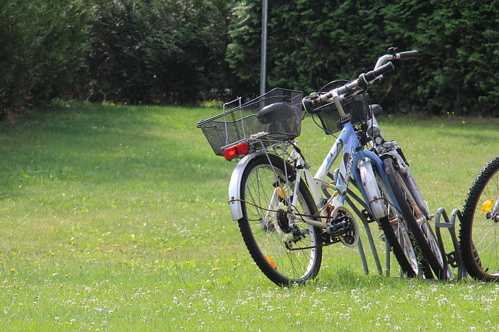 bicicletes, Prat, completat, transport, roda, herba, natura